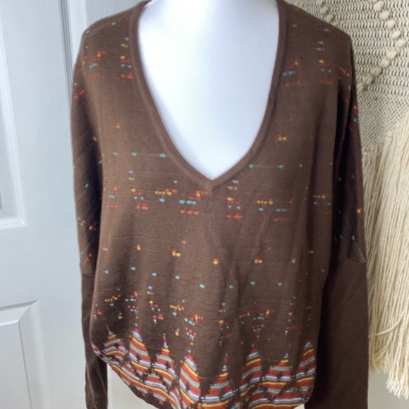 NWT AINSLEY Brown Wool V-Neck Sweater - Picture 2 of 7